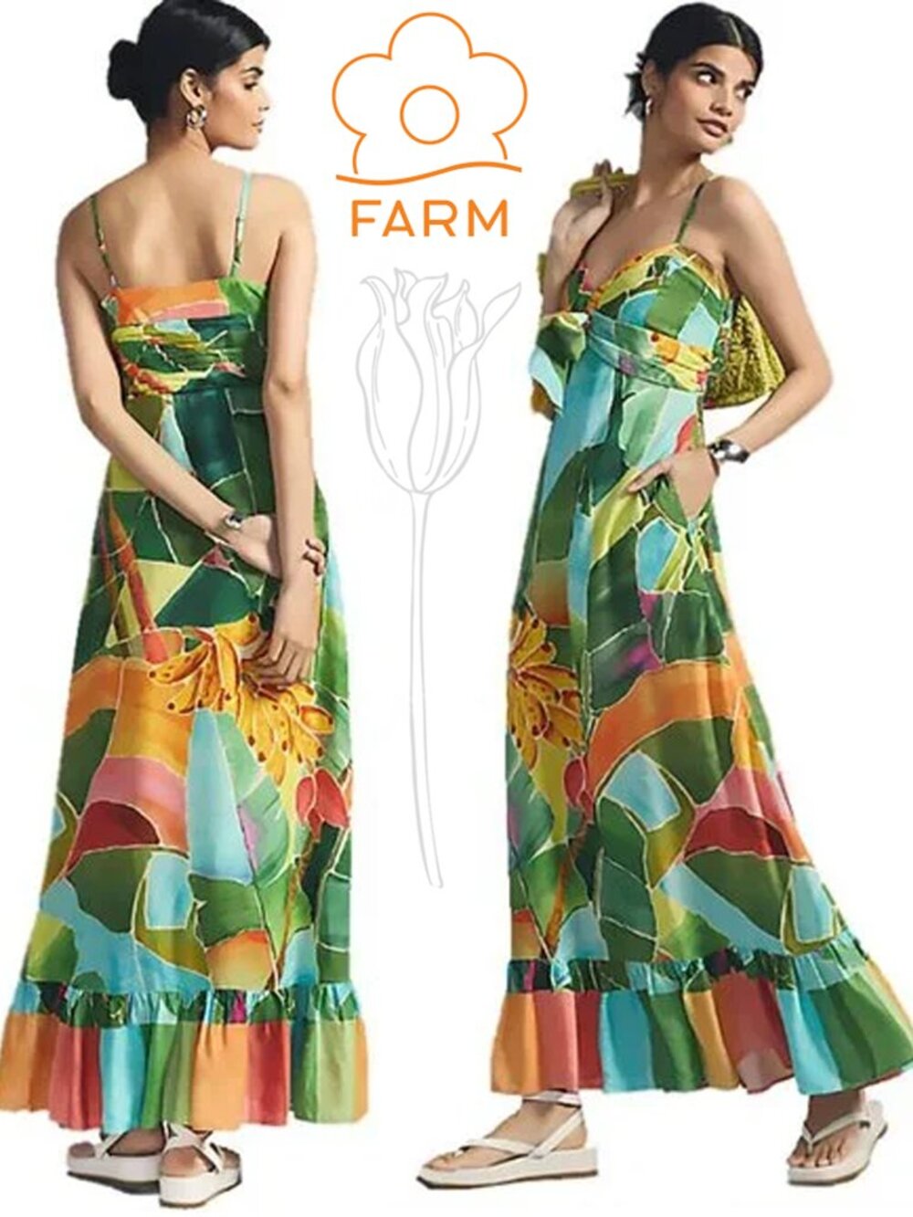FARM Rio Tie-Waist Printed Dress NWOT